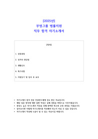 2025년 부영그룹 법률지원 직무 합격 자소서